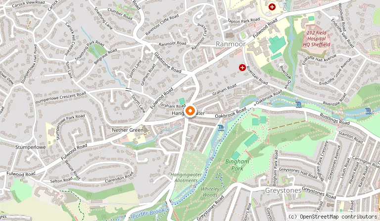 Map showing the location of Rafters Restaurant in Sheffield