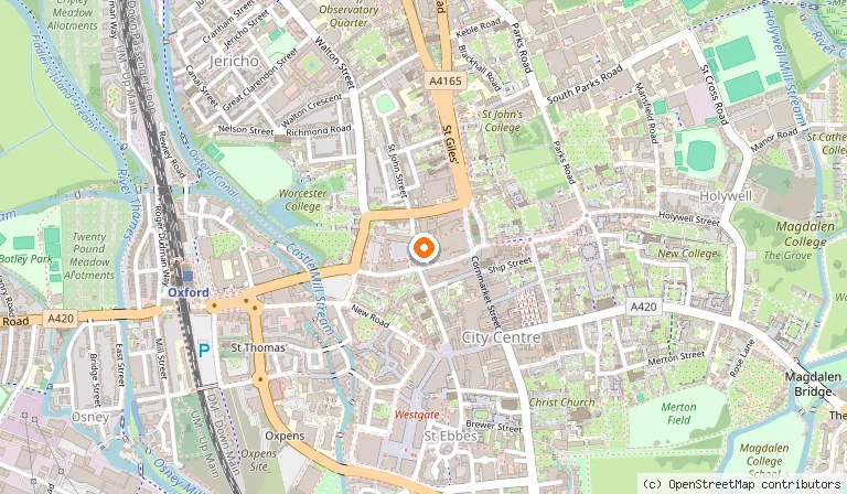 Map showing the location of Red Lion Oxford in Oxford