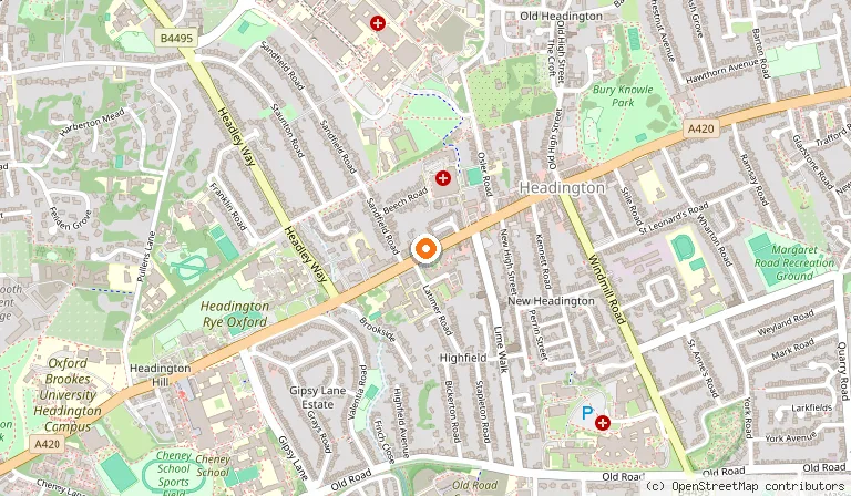 Map showing the location of Red Mullions Guest House in Oxford