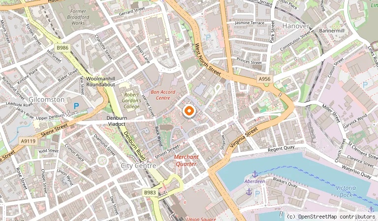 Map showing the location of Residence Inn by Marriott Aberdeen in Aberdeen
