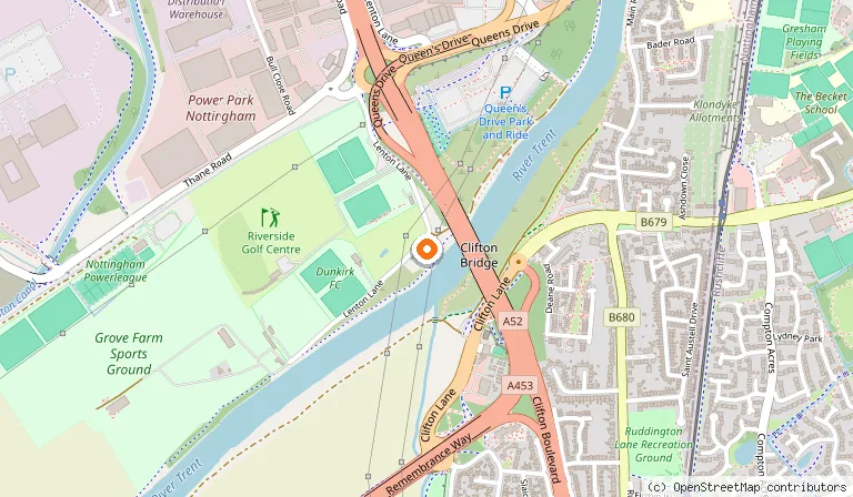 Map showing the location of Restaurant Sat Bains in Nottingham