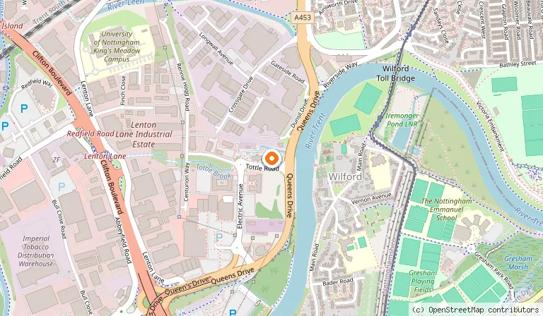 Map showing the location of Riverside Farm - Farmhouse Inns in Nottingham