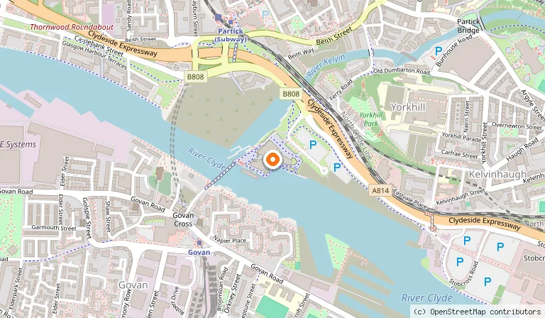 Map showing the location of Riverside Museum in Glasgow