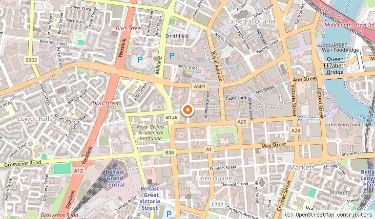 Map showing the location of room2 Belfast Hometel in Belfast