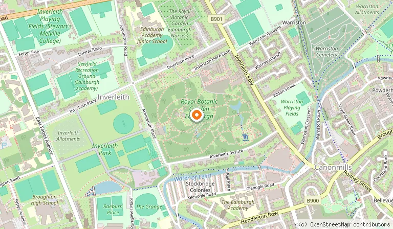 Map showing the location of Royal Botanic Garden Edinburgh in Edinburgh