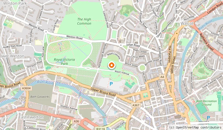 Map showing the location of Royal Crescent in Bath