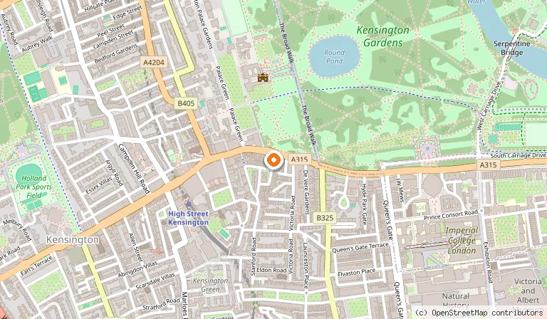 Map showing the location of Royal Garden Hotel in London
