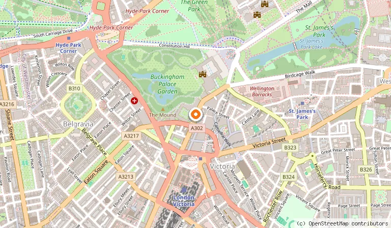 Map showing the location of Royal Mews in London