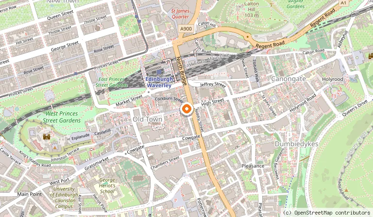 Map showing the location of Royal Mile in Edinburgh