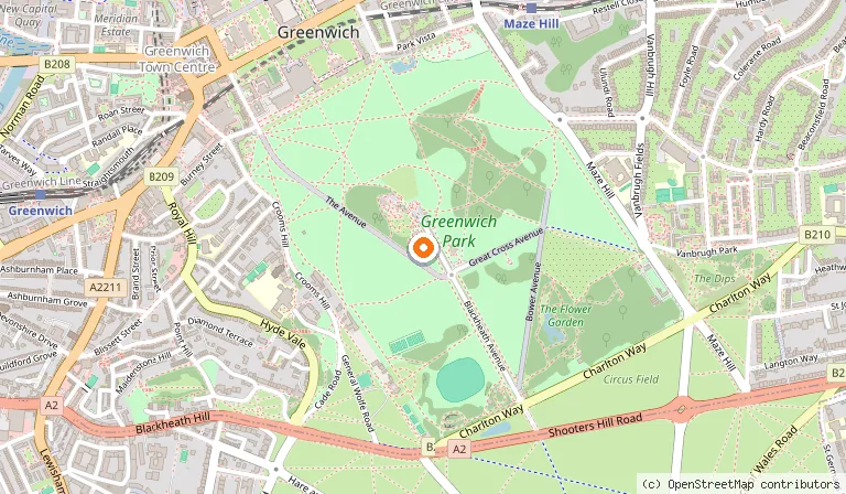 Map showing the location of Royal Observatory Greenwich in London