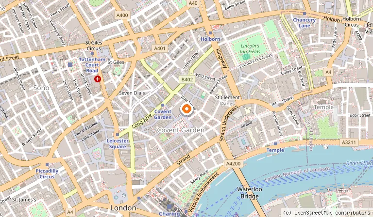 Map showing the location of Royal Opera House in London