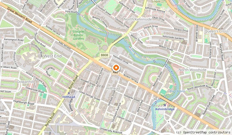 Map showing the location of Royal West End Hotel in Glasgow
