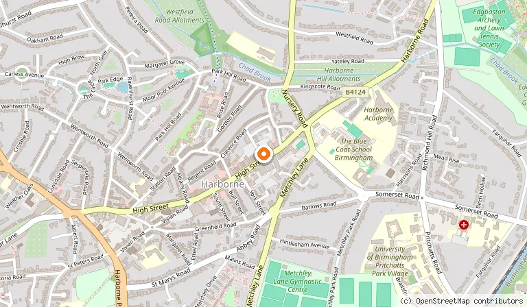 Map showing the location of Rudy's Pizza Napoletana - Harborne in Birmingham