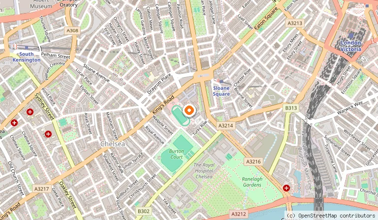 Map showing the location of Saatchi Gallery in London