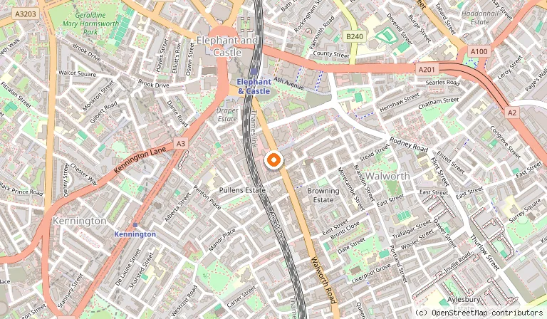 Map showing the location of Safestay London Elephant & Castle in London