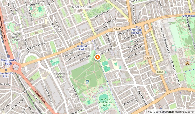 Map showing the location of Safestay London Kensington Holland Park in London