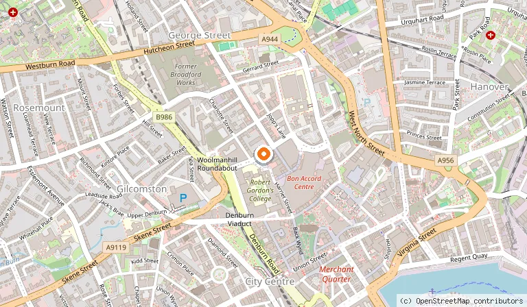 Map showing the location of Sandman Signature Aberdeen Hotel & Spa in Aberdeen