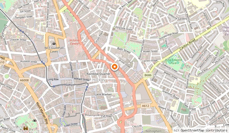 Map showing the location of Saracens Cafe in Nottingham