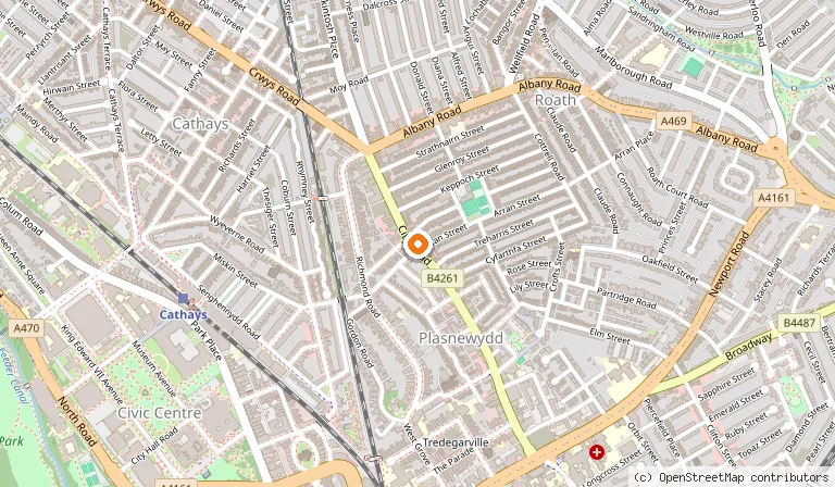 Map showing the location of Saray Restaurant in Cardiff