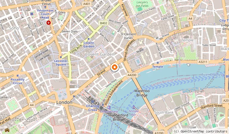 Map showing the location of Savoy Grill in London