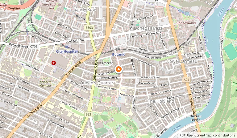 Map showing the location of Scalini in Belfast