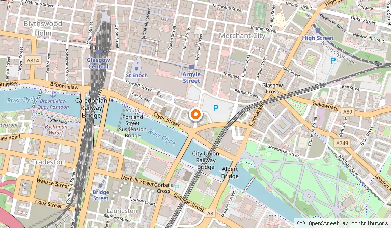 Map showing the location of Scotia Bar in Glasgow