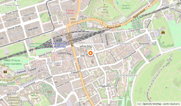 Map showing the location of Scottish Storytelling Centre in Edinburgh