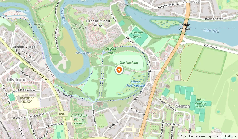Map showing the location of Seaton Park in Aberdeen