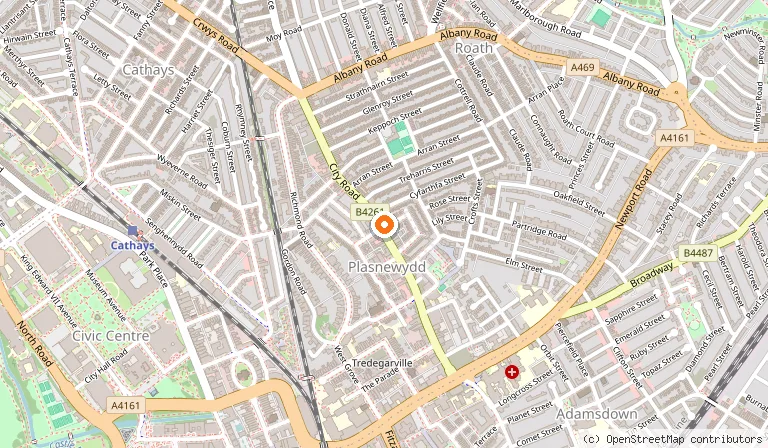 Map showing the location of Shaam nights restaurant in Cardiff