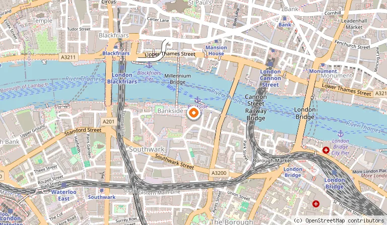 Map showing the location of Shakespeare's Globe in London