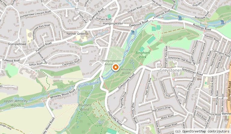 Map showing the location of Shepherd Wheel in Sheffield
