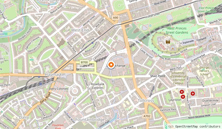Map showing the location of Sheraton Grand Hotel & Spa, Edinburgh in Edinburgh