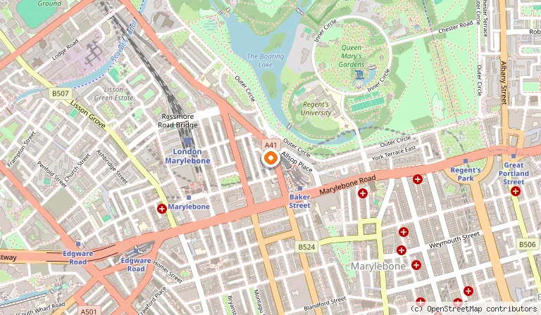 Map showing the location of Sherlock Holmes Museum in London