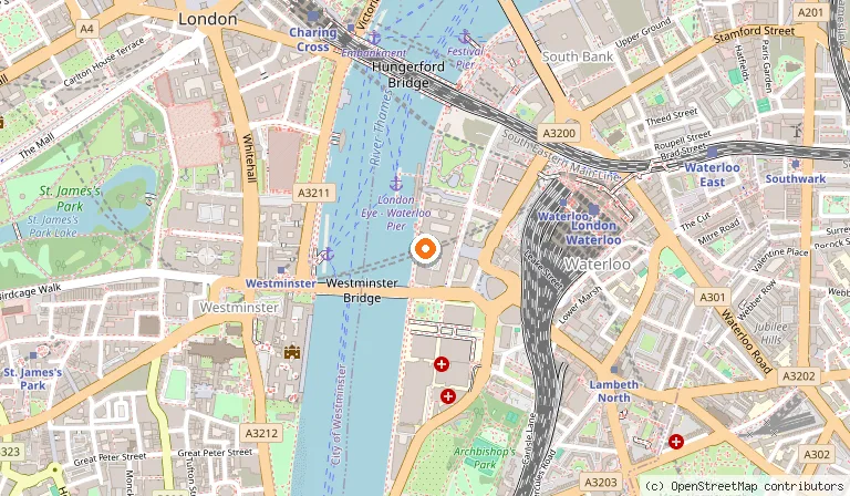 Map showing the location of Shrek's Adventure London in London