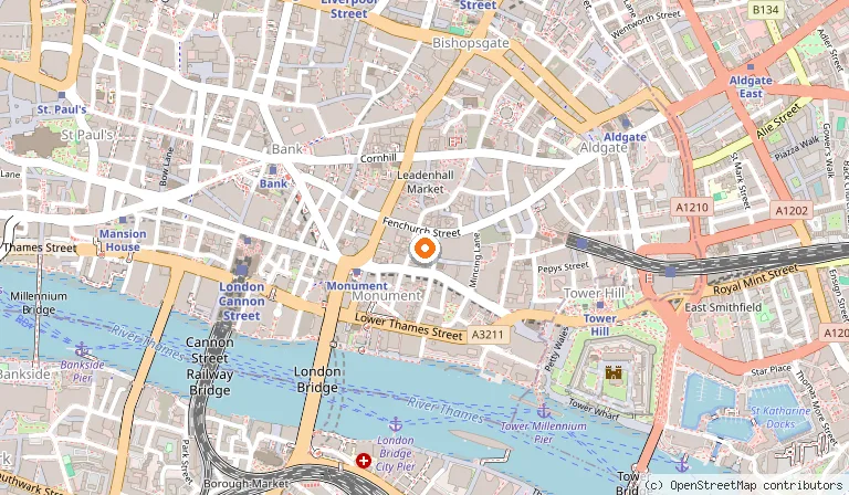 Map showing the location of Sky Garden in London