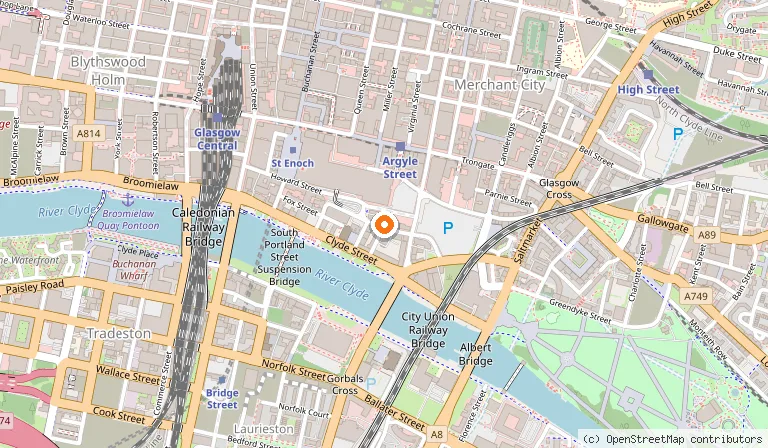 Map showing the location of Slater Menswear Glasgow in Glasgow