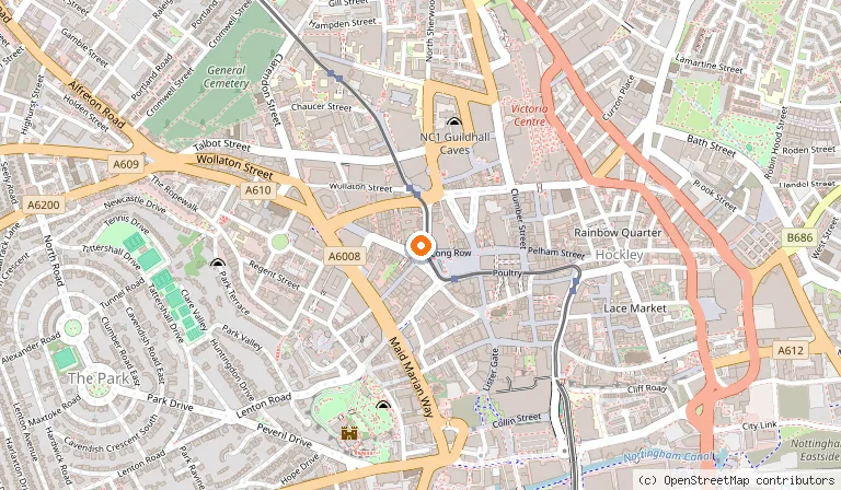 Map showing the location of Slug & Lettuce - Nottingham Market Square in Nottingham