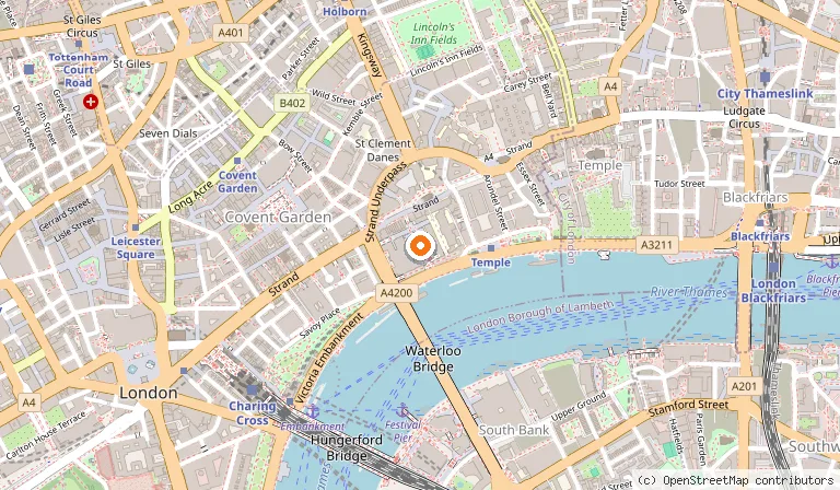 Map showing the location of Somerset House in London