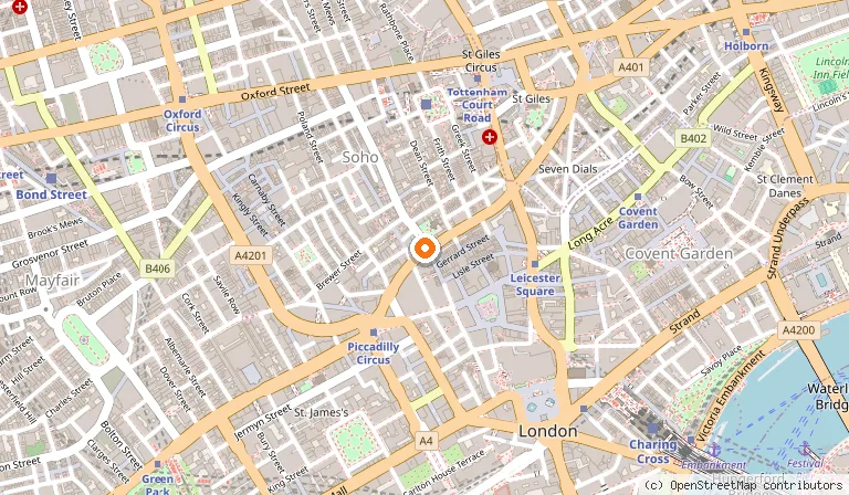 Map showing the location of Sondheim Theatre in London