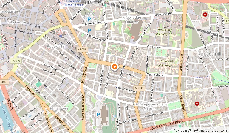 Map showing the location of Souvla in Liverpool