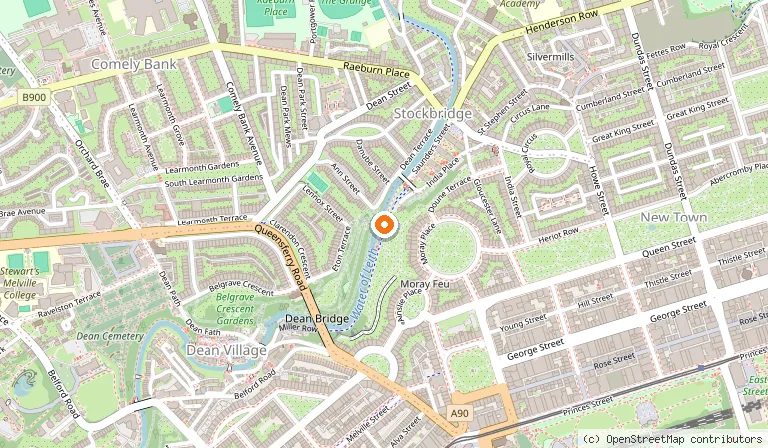 Map showing the location of St Bernard's Well in Edinburgh