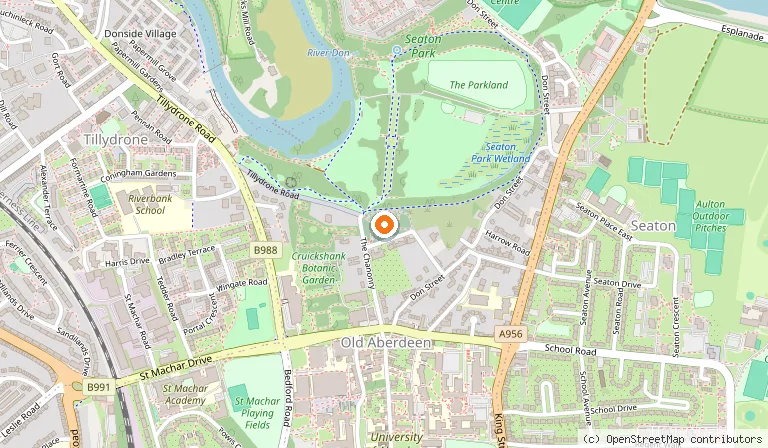 Map showing the location of St. Machar's Cathedral in Aberdeen