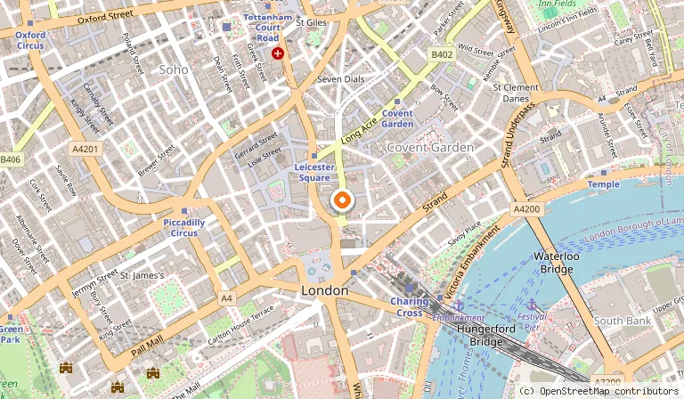 Map showing the location of St Martins Lane London in London