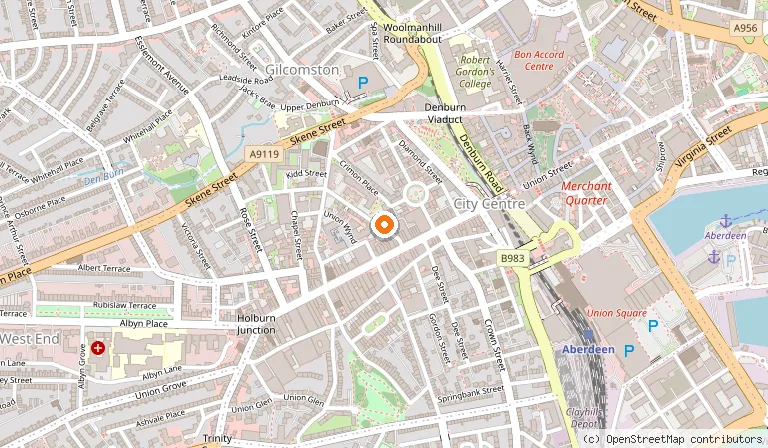 Map showing the location of St Mary of the Assumption Cathedral, Aberdeen in Aberdeen