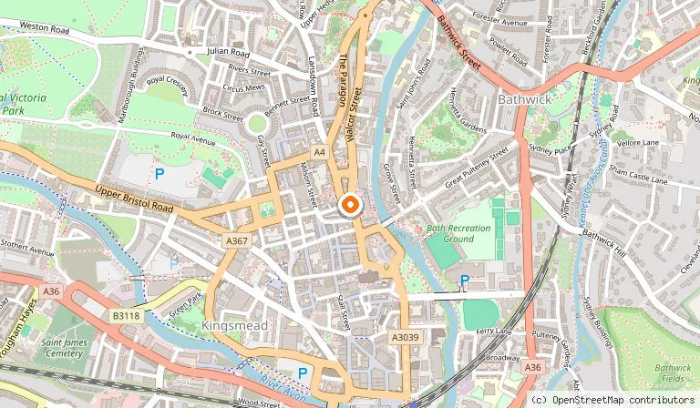 Map showing the location of St Michael's Church in Bath