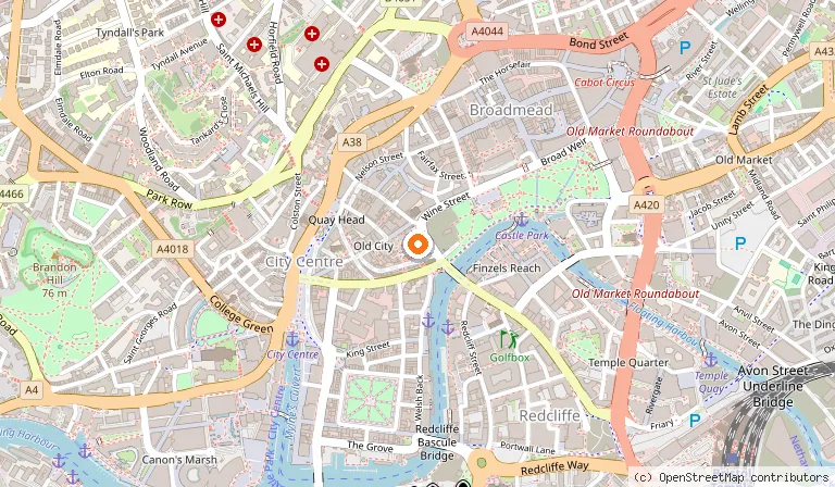 Map showing the location of St Nicholas Market in Bristol