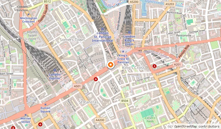 Map showing the location of St. Pancras Renaissance Hotel London in London
