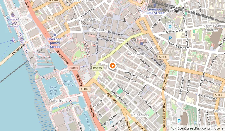Map showing the location of Staycity Aparthotels Liverpool City Centre in Liverpool