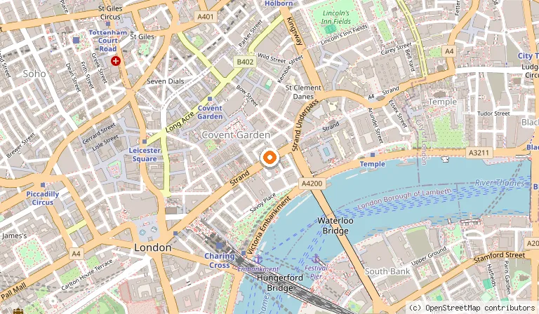 Map showing the location of Strand Palace Hotel in London
