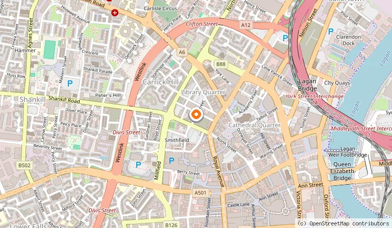 Map showing the location of Sunflower Public House in Belfast
